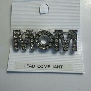 New Silver tone Mom brooch